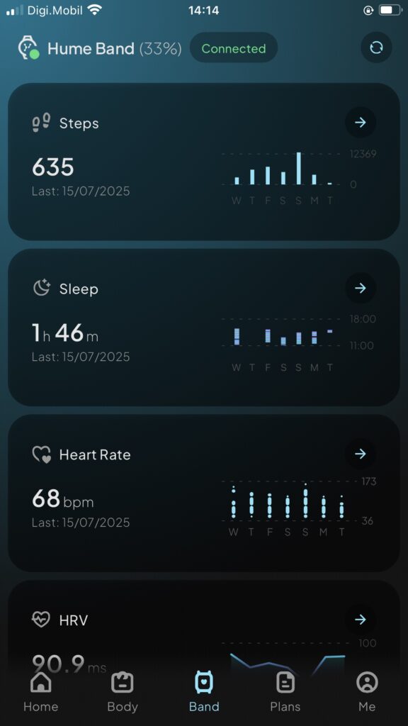 Hume band Battery Level