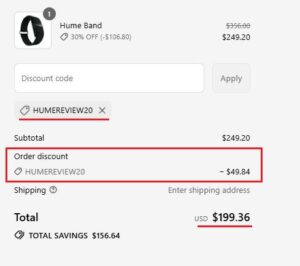 hume band discount code