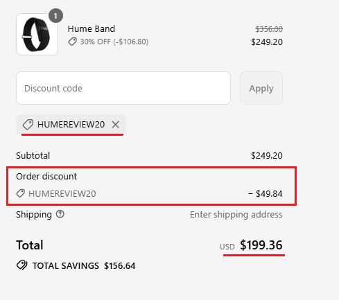 hume band discount code